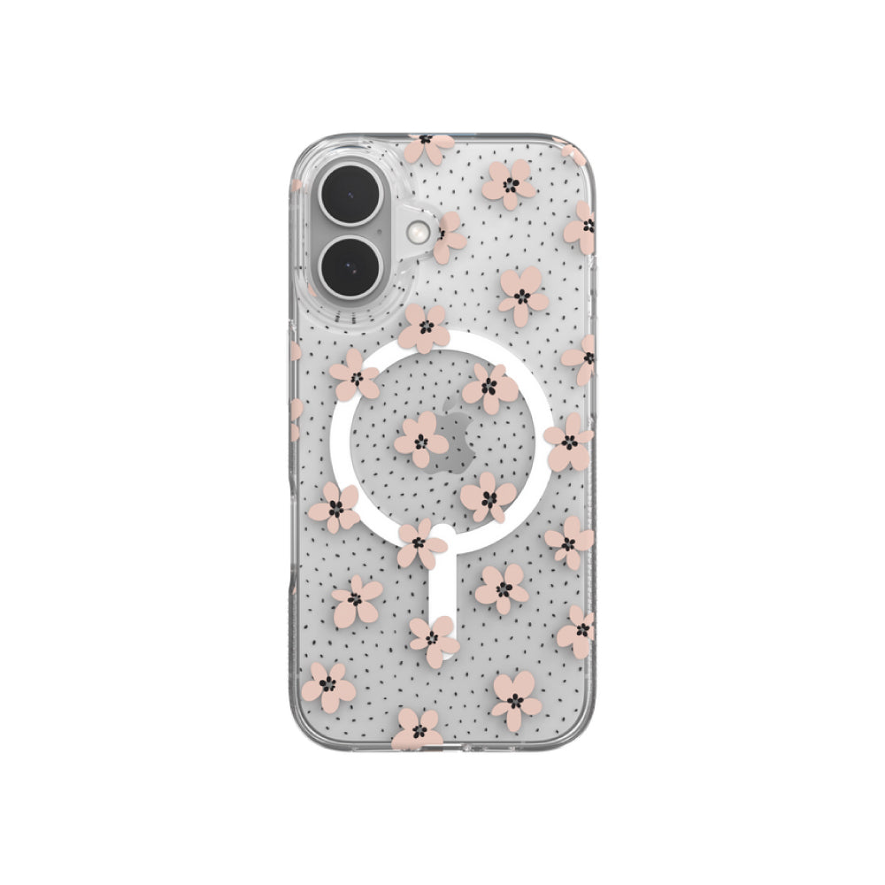 Estuche Zagg milan snap pink daisies con magsafe para iPhone 16