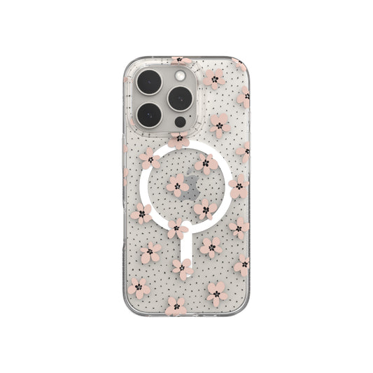Estuche Zagg milan snap pink daisies con magsafe para iPhone 16 Pro