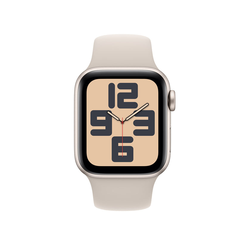 Apple Watch SE GPS • Caja de aluminio blanco estelar de 40 mm • Correa deportiva blanco estelar - M/L