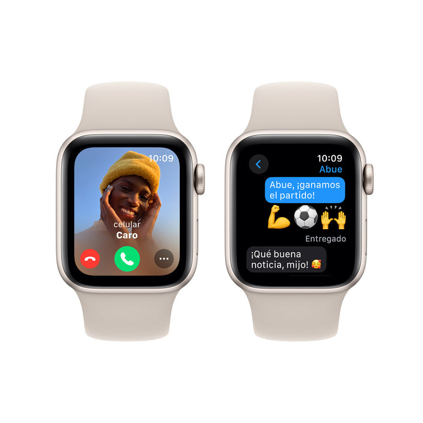 Apple Watch SE GPS • Caja de aluminio blanco estelar de 40 mm • Correa deportiva blanco estelar - M/L