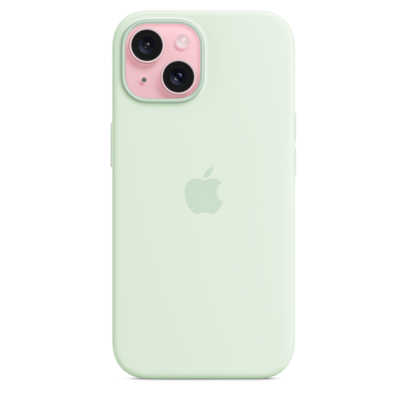 Carcasa de silicona con MagSafe para el iPhone 15 - Color menta claro