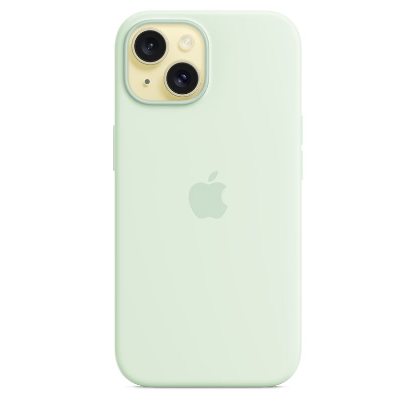 Carcasa de silicona con MagSafe para el iPhone 15 - Color menta claro