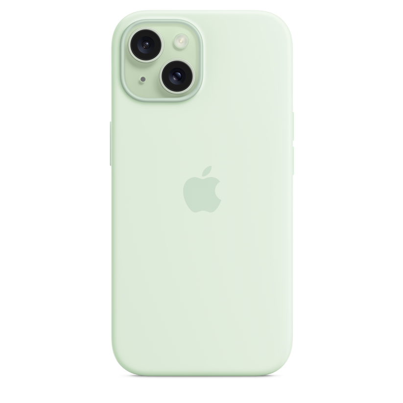 Carcasa de silicona con MagSafe para el iPhone 15 - Color menta claro
