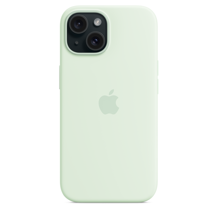Carcasa de silicona con MagSafe para el iPhone 15 - Color menta claro