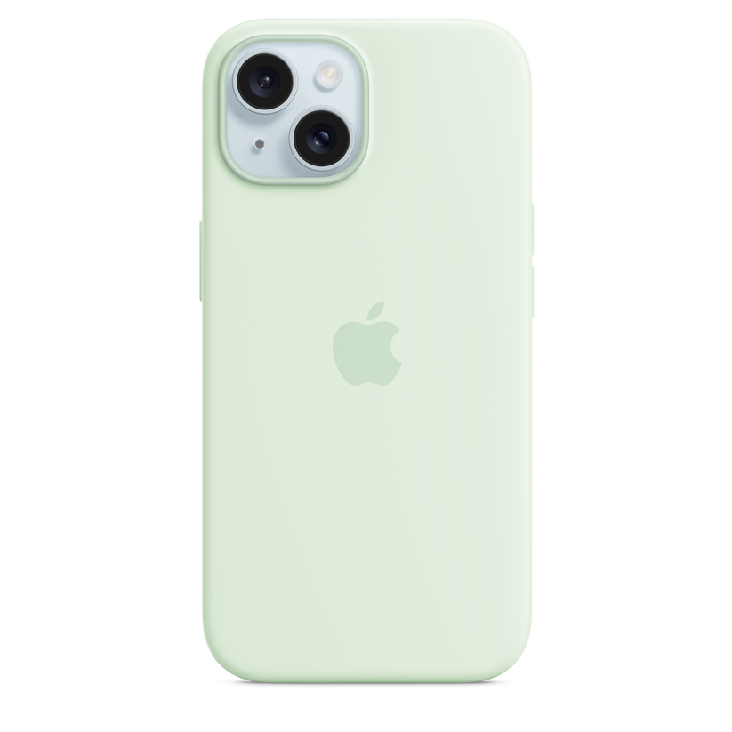 Carcasa de silicona con MagSafe para el iPhone 15 - Color menta claro
