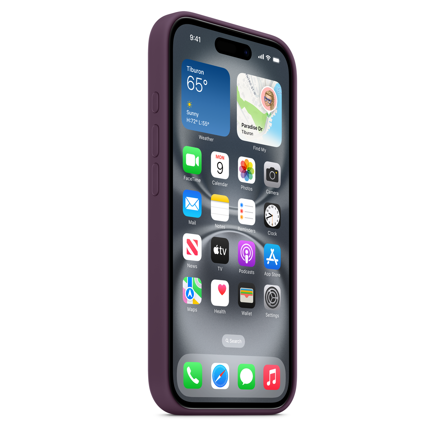 Funda de silicón con MagSafe para el iPhone 16 - Color ciruela