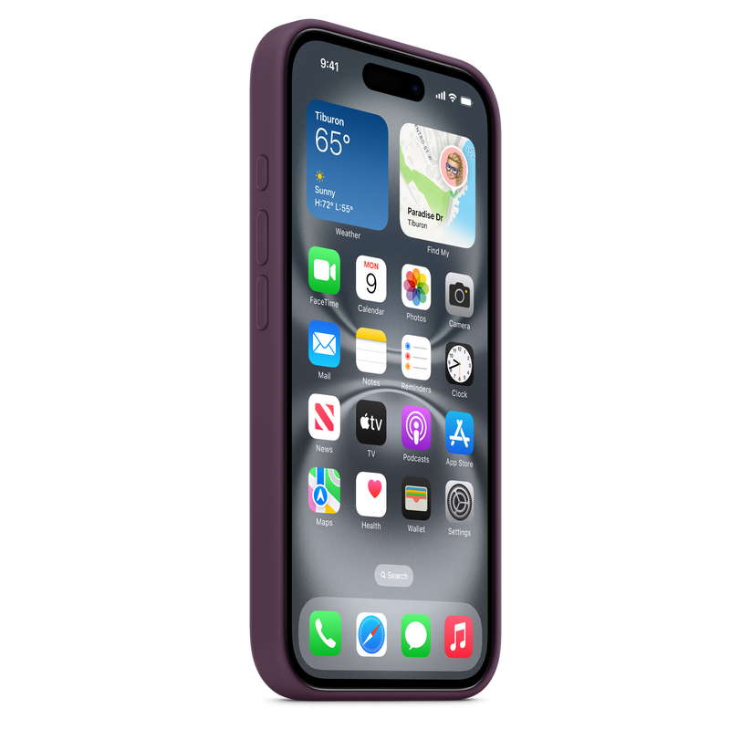 Funda de silicón con MagSafe para el iPhone 16 - Color ciruela