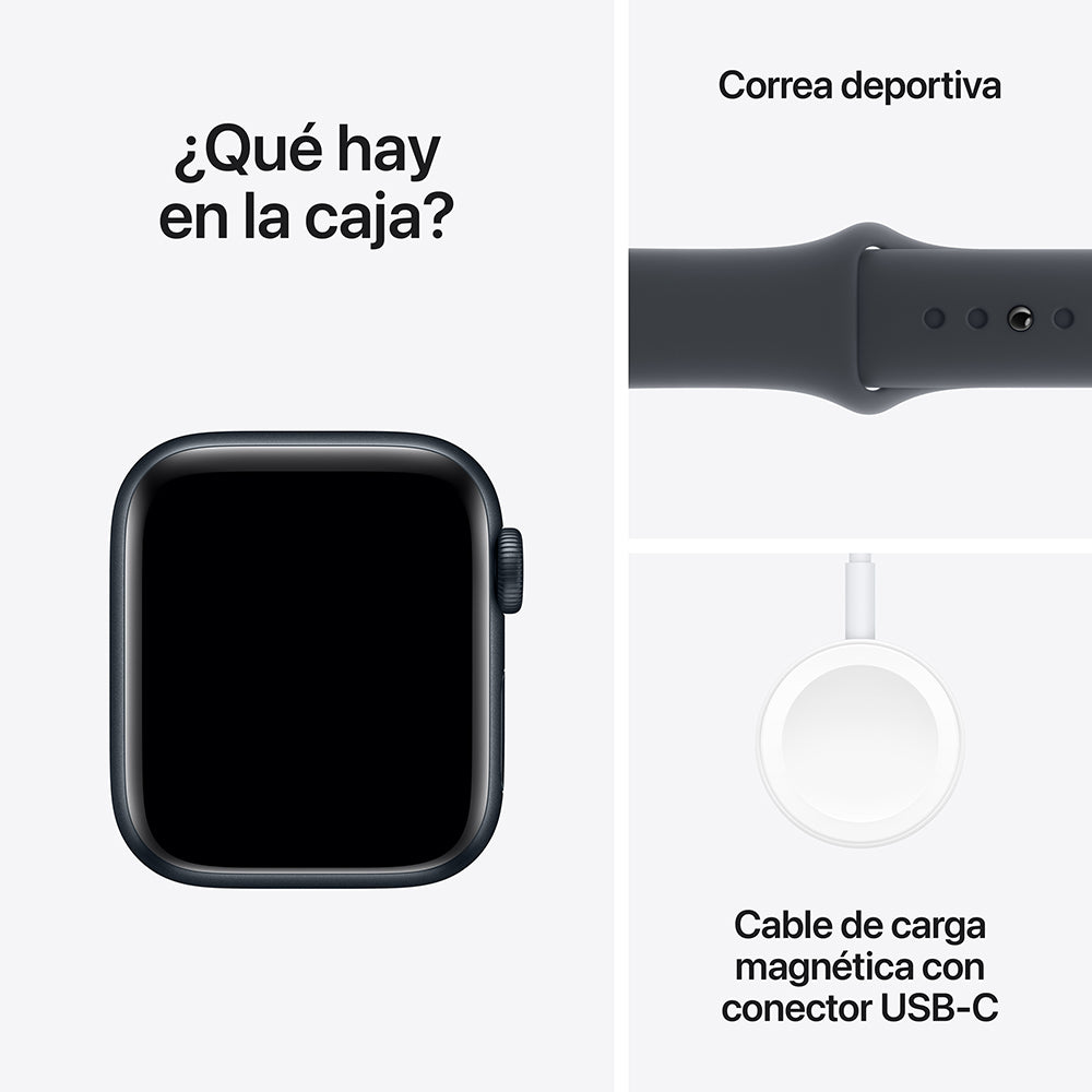 Apple Watch SE GPS • Caja de aluminio color medianoche de 40 mm • Correa deportiva color medianoche - M/L