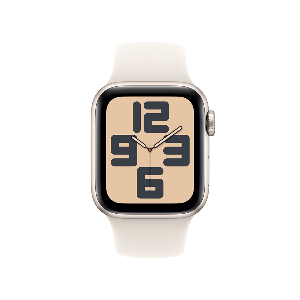 Apple Watch SE GPS • Caja de aluminio blanco estelar de 40 mm • Correa deportiva blanco estelar - M/L