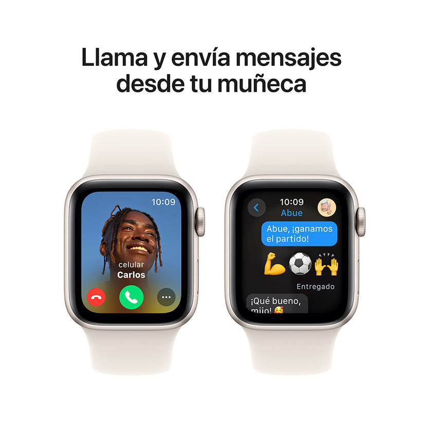 Apple Watch SE GPS • Caja de aluminio blanco estelar de 40 mm • Correa deportiva blanco estelar - S/M