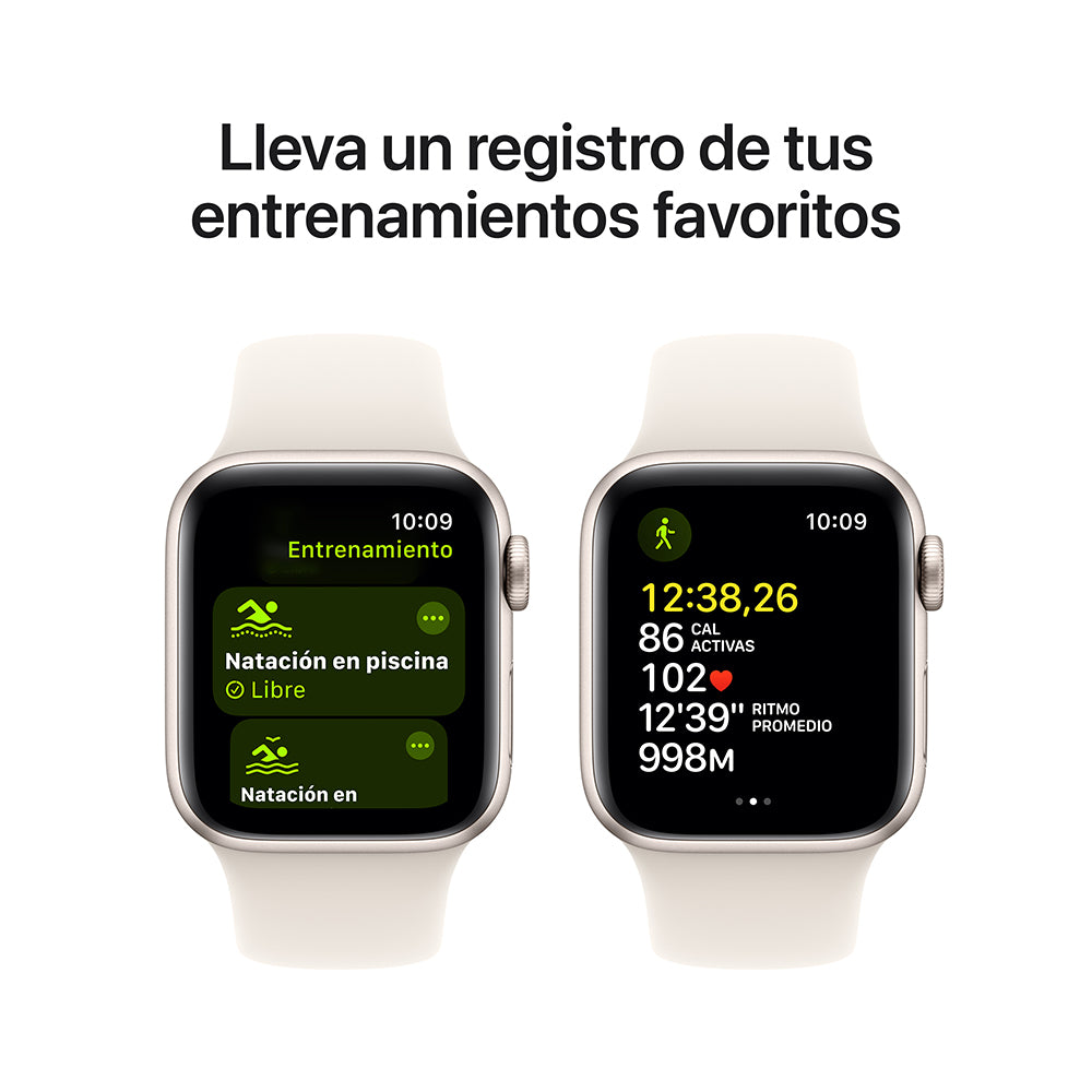 Apple Watch SE GPS • Caja de aluminio blanco estelar de 40 mm • Correa deportiva blanco estelar - M/L
