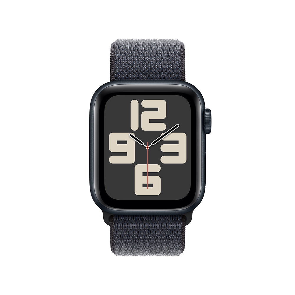 Apple Watch SE GPS • Caja de aluminio color medianoche de 40 mm • Correa loop deportiva color tinta