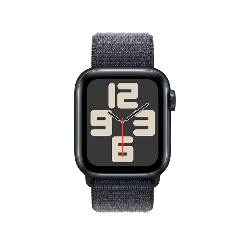 Apple Watch SE GPS • Caja de aluminio color medianoche de 40 mm • Correa loop deportiva color tinta