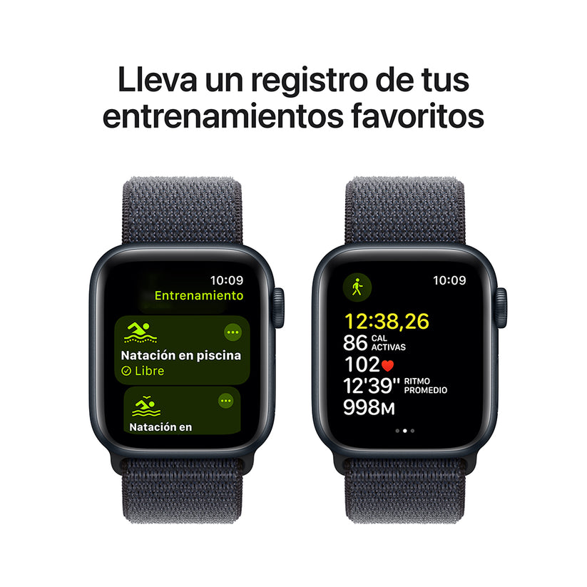 Apple Watch SE GPS • Caja de aluminio color medianoche de 40 mm • Correa loop deportiva color tinta