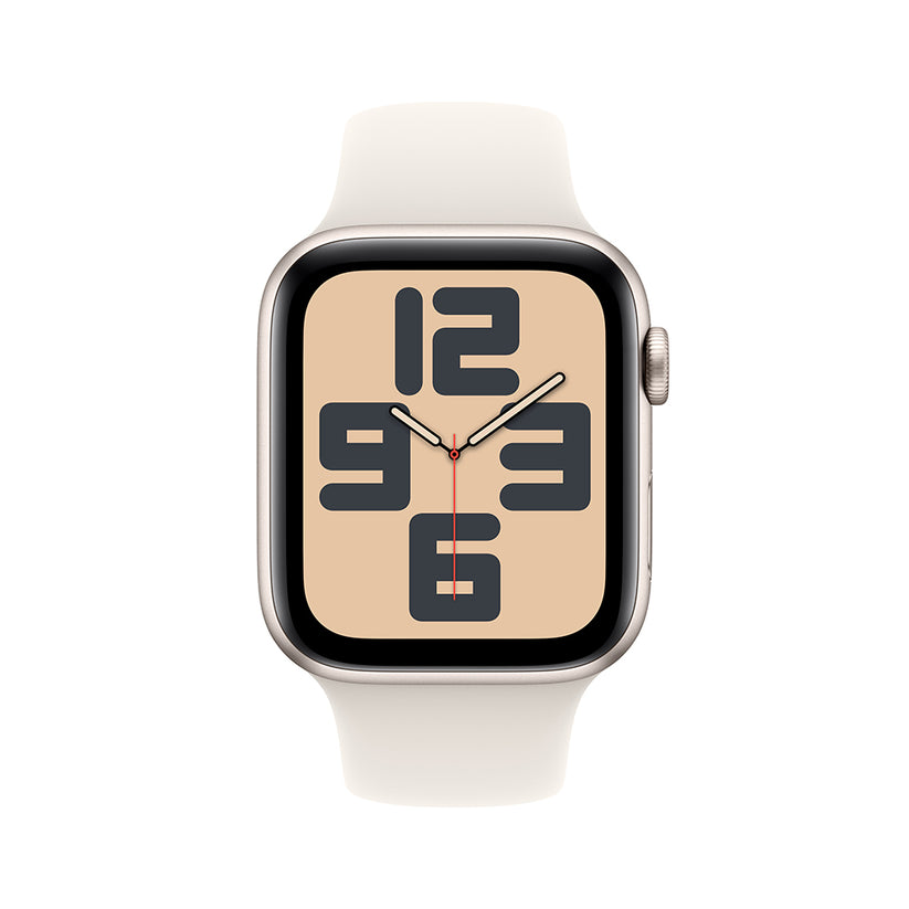 Apple Watch SE GPS • Caja de aluminio blanco estelar de 44 mm • Correa deportiva blanco estelar - S/M