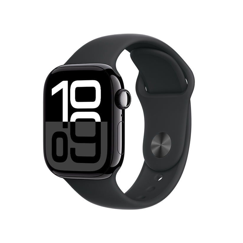 Apple Watch Series 10 GPS • Caja de aluminio negro azabache de 42 mm • Correa deportiva negra - S/M