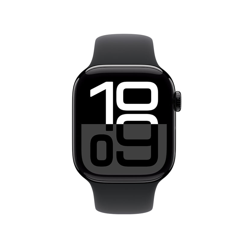 Apple Watch Series 10 GPS • Caja de aluminio negro azabache de 42 mm • Correa deportiva negra - S/M