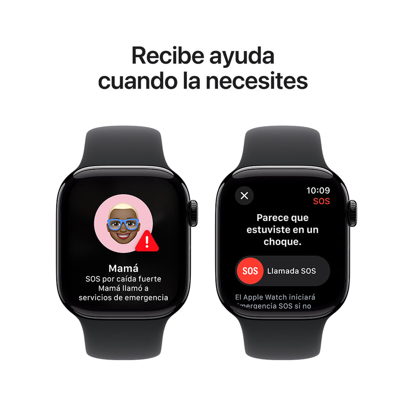 Apple Watch Series 10 GPS • Caja de aluminio negro azabache de 42 mm • Correa deportiva negra - M/L