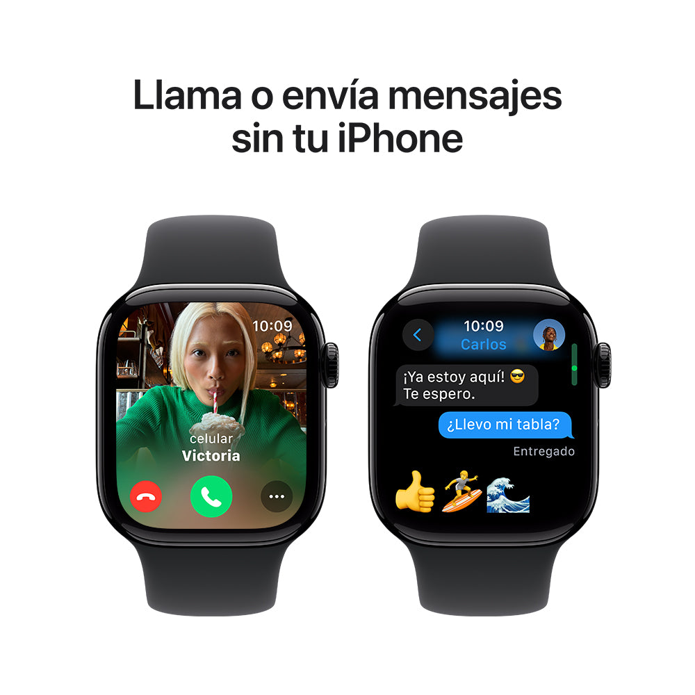 Apple Watch Series 10 GPS • Caja de aluminio negro azabache de 42 mm • Correa deportiva negra - S/M