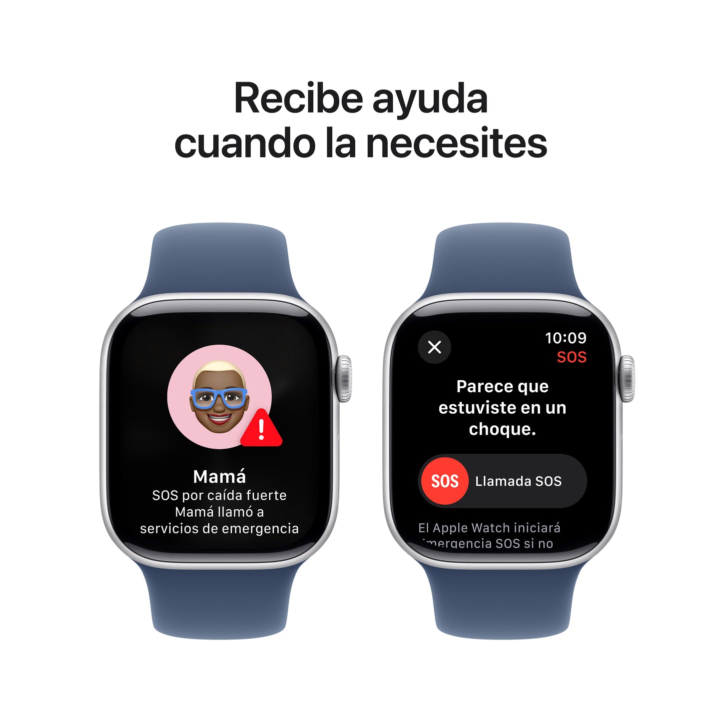 Apple Watch Series 10 GPS • Caja de aluminio color plata de 42 mm • Correa deportiva azul denim - M/L