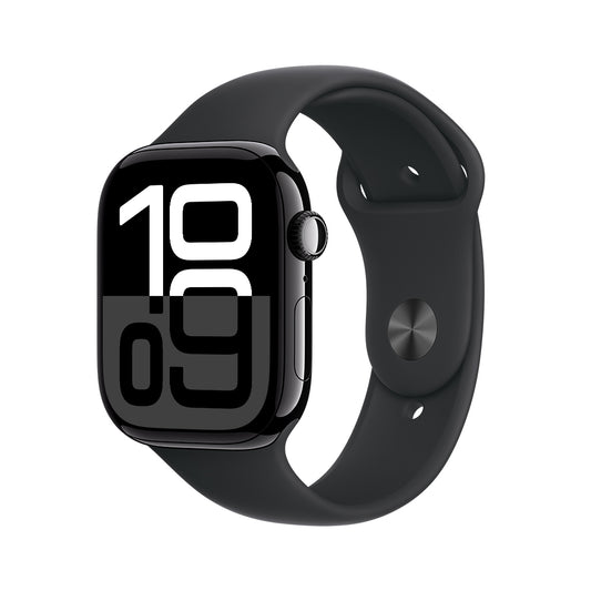 Apple Watch Series 10 GPS • Caja de aluminio negro azabache de 46 mm • Correa deportiva negra - M/L