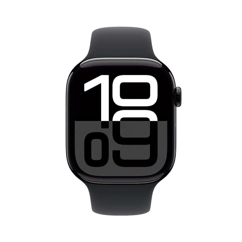 Apple Watch Series 10 GPS • Caja de aluminio negro azabache de 46 mm • Correa deportiva negra - M/L
