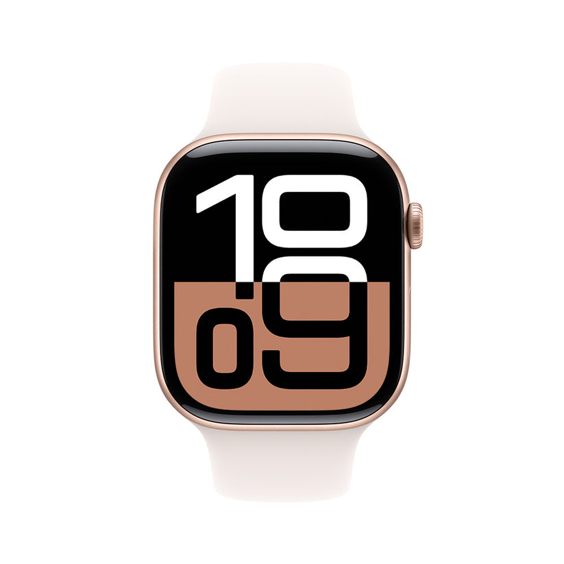 Apple Watch Series 10 GPS • Caja de aluminio color oro rosa de 46 mm • Correa deportiva rosa rubor - M/L