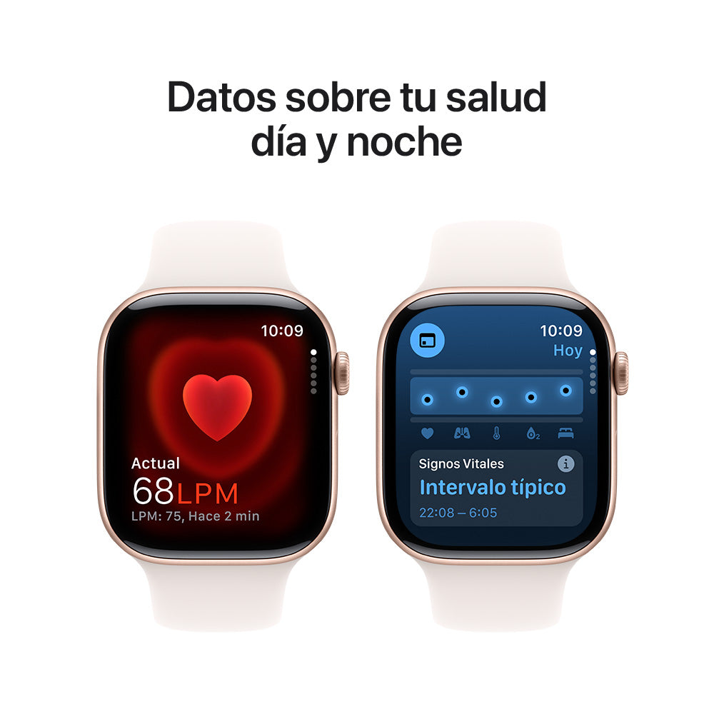 Apple Watch Series 10 GPS • Caja de aluminio color oro rosa de 46 mm • Correa deportiva rosa rubor - M/L