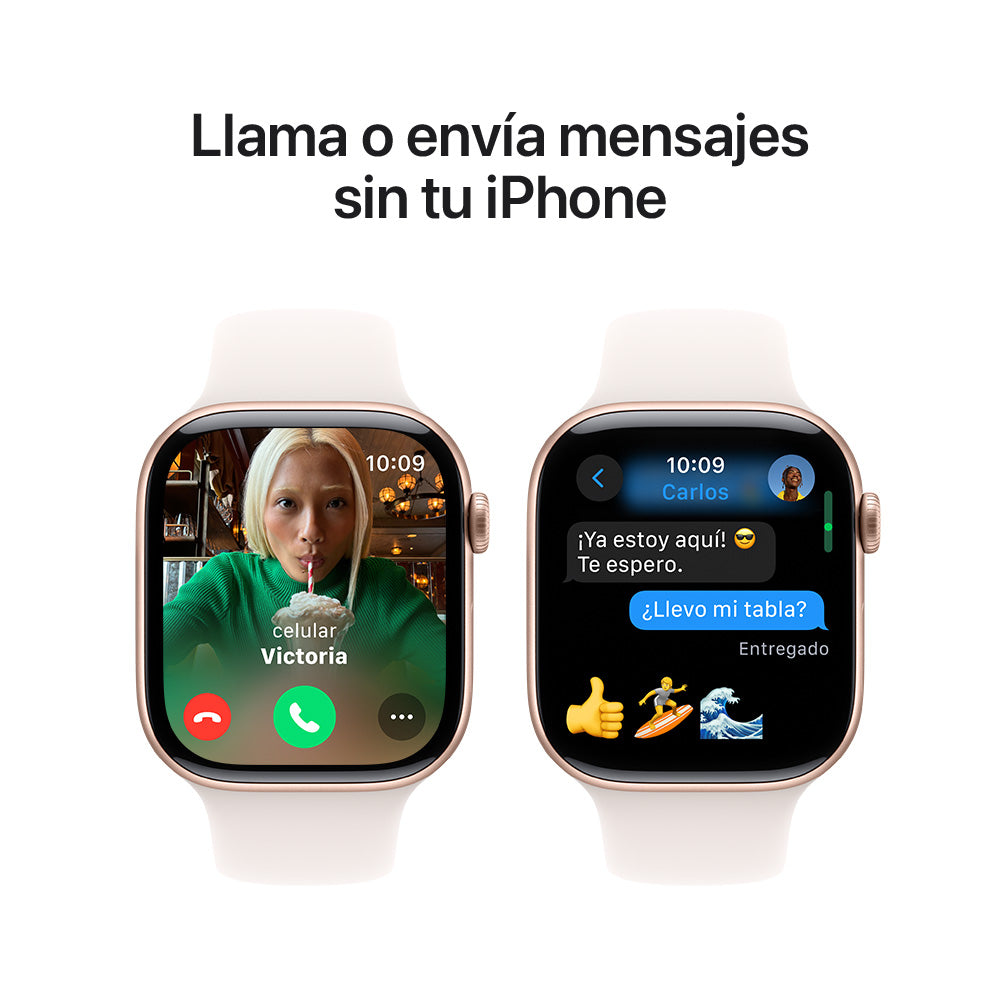 Apple Watch Series 10 GPS • Caja de aluminio color oro rosa de 46 mm • Correa deportiva rosa rubor - M/L