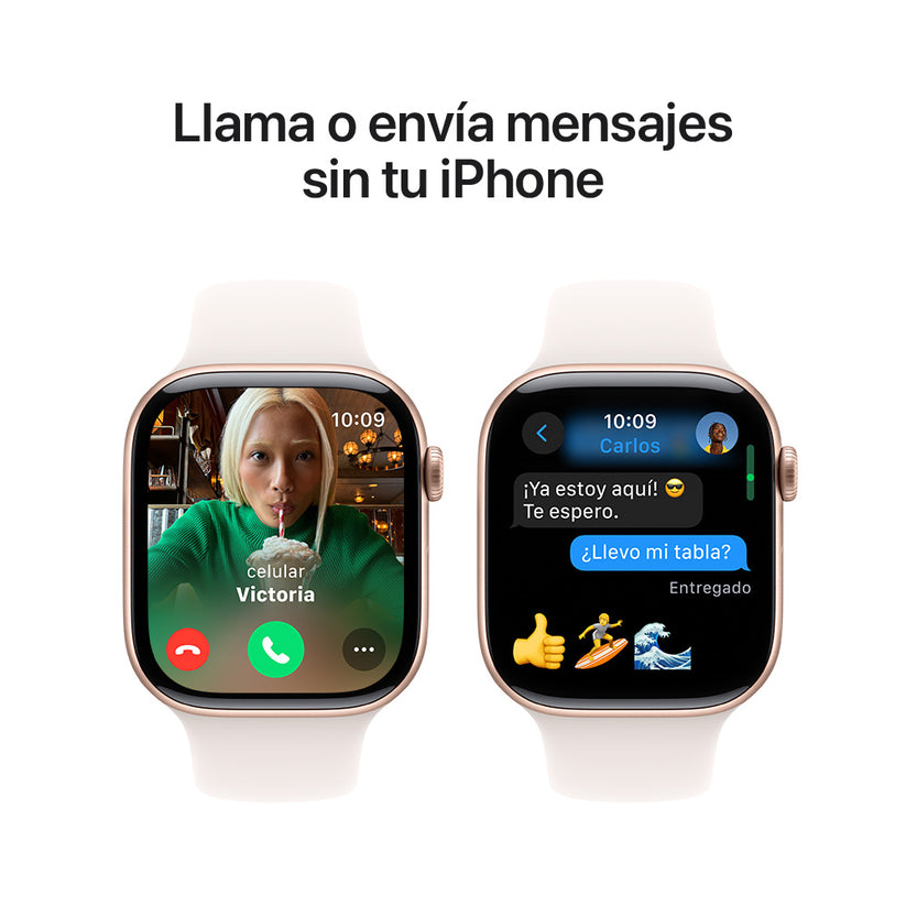 Apple Watch Series 10 GPS • Caja de aluminio color oro rosa de 46 mm • Correa deportiva rosa rubor - M/L