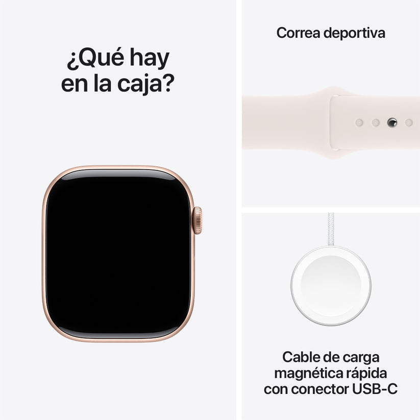 Apple Watch Series 10 GPS • Caja de aluminio color oro rosa de 46 mm • Correa deportiva rosa rubor - M/L