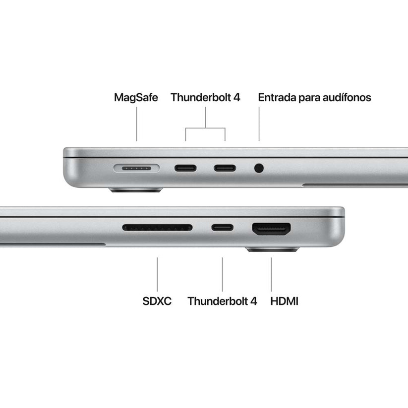 MacBook Pro de 14 pulgadas: Chip M4 de Apple con CPU de 10 núcleos y GPU de 10 núcleos, 512 GB SSD - Plata