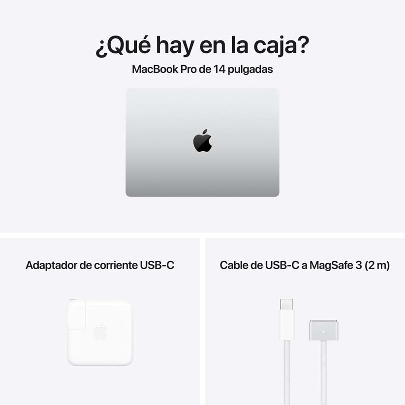 MacBook Pro de 14 pulgadas: Chip M4 de Apple con CPU de 10 núcleos y GPU de 10 núcleos, 1 TB SSD - Plata