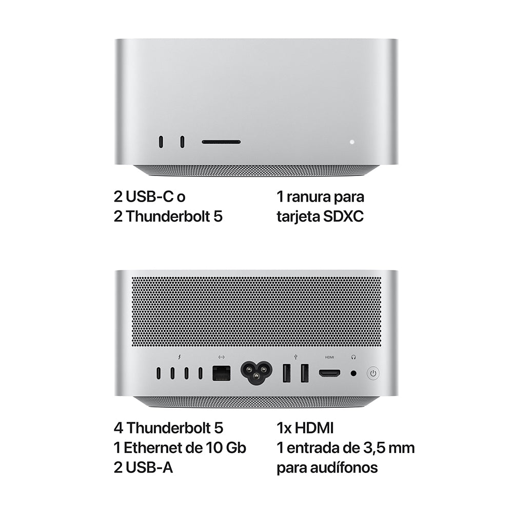 Mac Studio: Chip M3 Ultra de Apple con CPU de 28 núcleos y GPU de 60 núcleos, 1 TB SSD