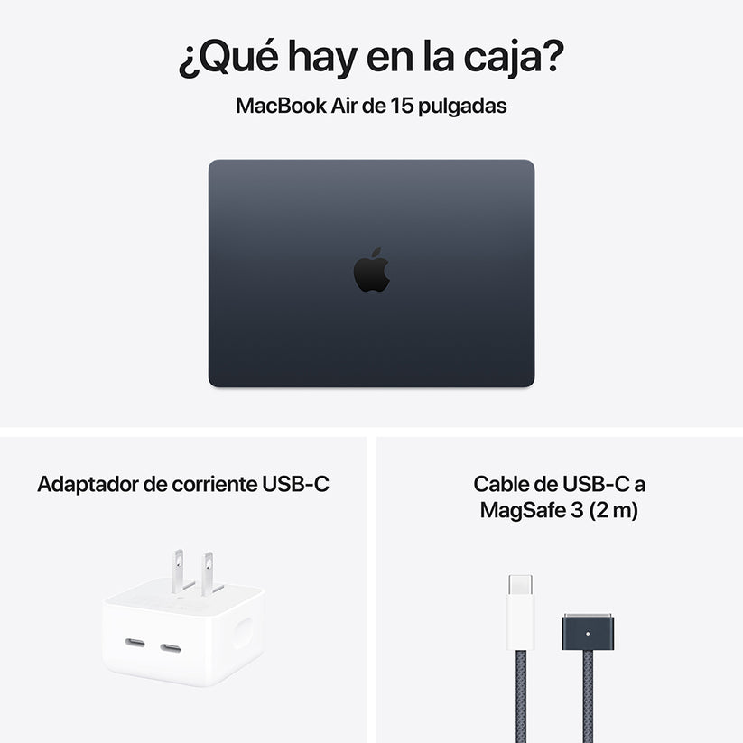 MacBook Air de 15 pulgadas: Chip M4 de Apple con CPU de 10 núcleos y GPU de 10 núcleos, 256 GB SSD - Azul medianoche