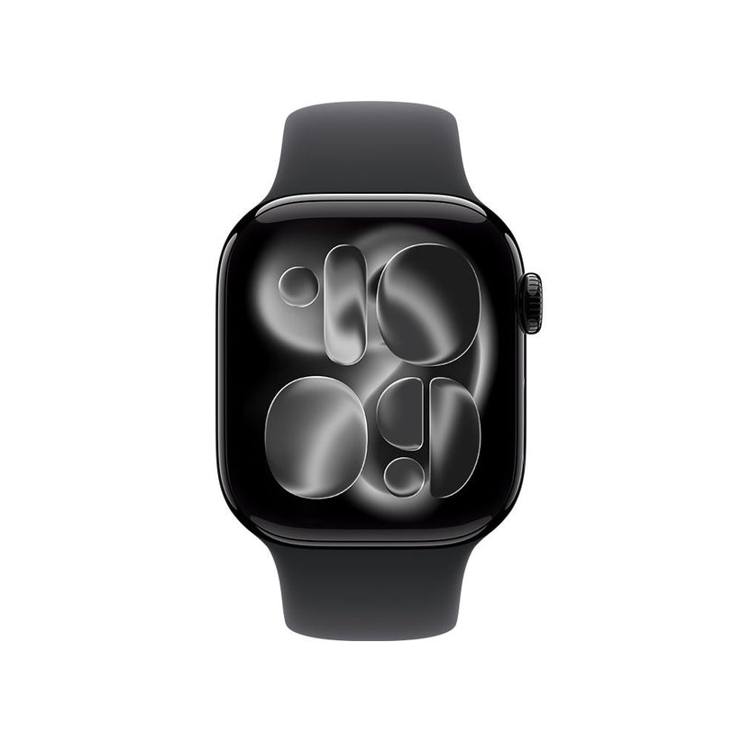 Apple Watch Series 11 GPS • Caja de aluminio negro azabache de 42 mm • Correa deportiva negra – M/L