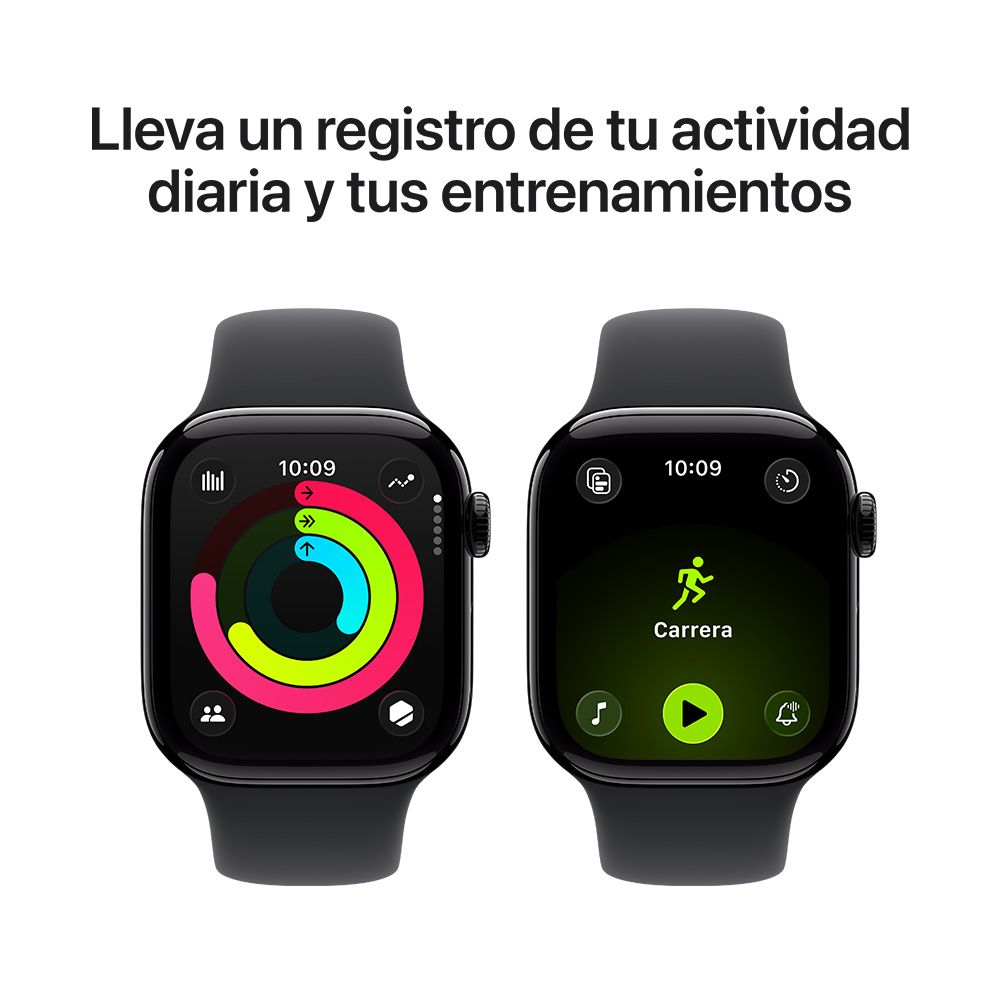 Apple Watch Series 11 GPS • Caja de aluminio negro azabache de 42 mm • Correa deportiva negra – M/L