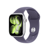 Apple Watch Series 11 GPS • Caja de aluminio color plata de 42 mm • Correa deportiva morado niebla – M/L
