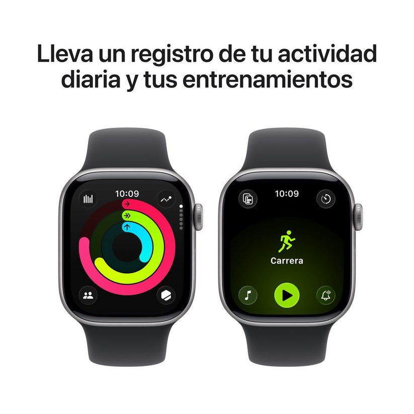 Apple Watch Series 11 GPS • Caja de aluminio gris espacial de 42 mm • Correa deportiva negra – M/L