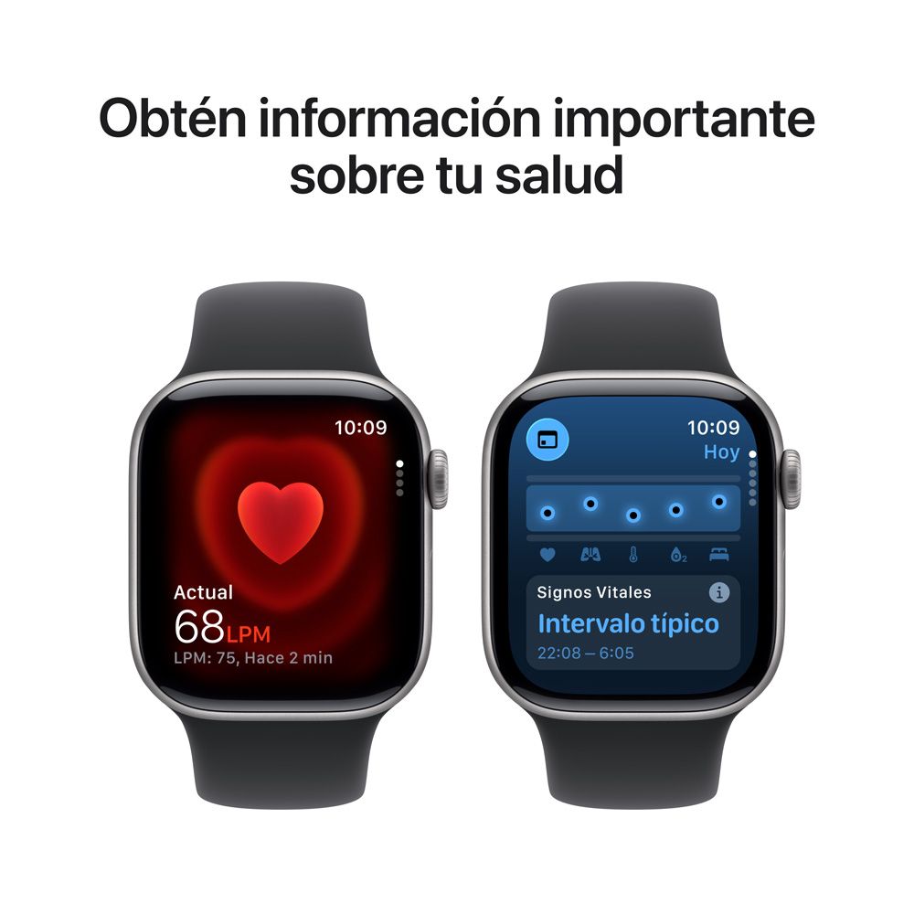 Apple Watch Series 11 GPS • Caja de aluminio gris espacial de 42 mm • Correa deportiva negra – M/L