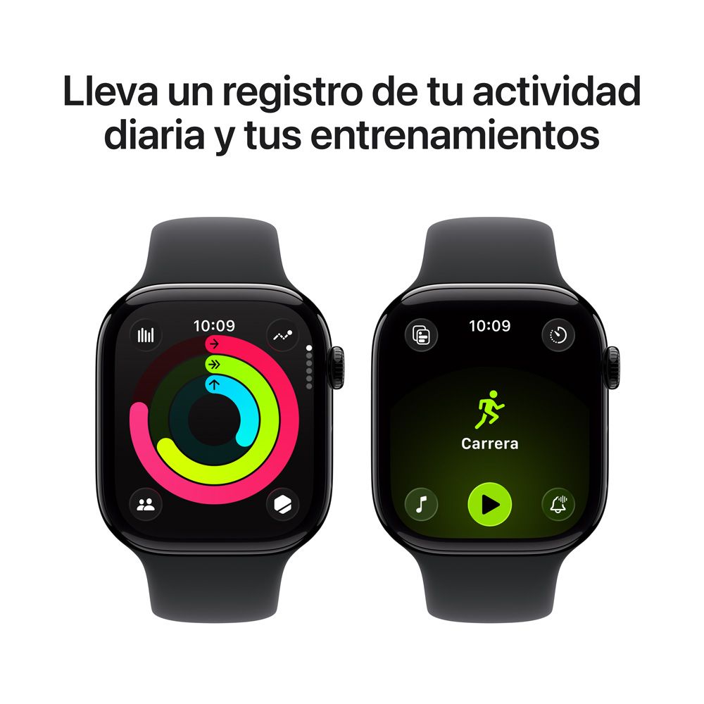 Apple Watch Series 11 GPS • Caja de aluminio negro azabache de 46 mm • Correa deportiva negra – M/L