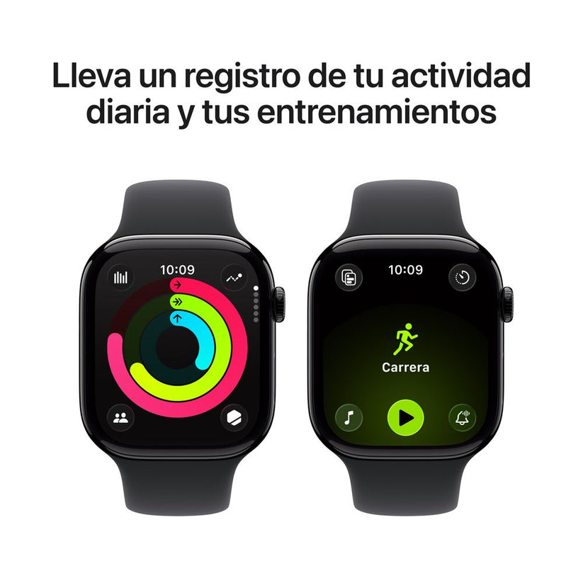 Apple Watch Series 11 GPS • Caja de aluminio negro azabache de 46 mm • Correa deportiva negra – M/L