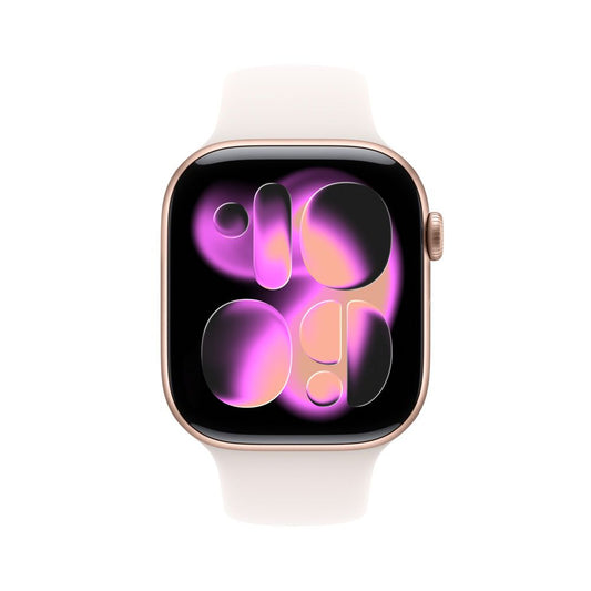 Apple Watch Series 11 GPS • Caja de aluminio color oro rosa de 46 mm • Correa deportiva rosa rubor – M/L