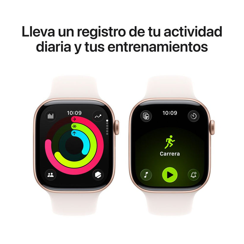 Apple Watch Series 11 GPS • Caja de aluminio color oro rosa de 46 mm • Correa deportiva rosa rubor – S/M