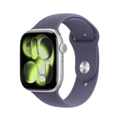 Apple Watch Series 11 GPS • Caja de aluminio color plata de 46 mm • Correa deportiva morado niebla – M/L