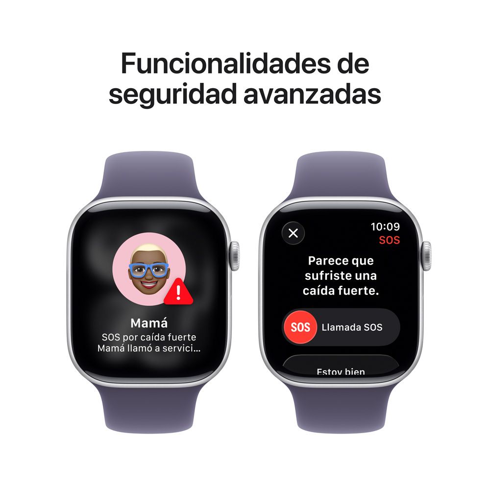 Apple Watch Series 11 GPS • Caja de aluminio color plata de 46 mm • Correa deportiva morado niebla – M/L