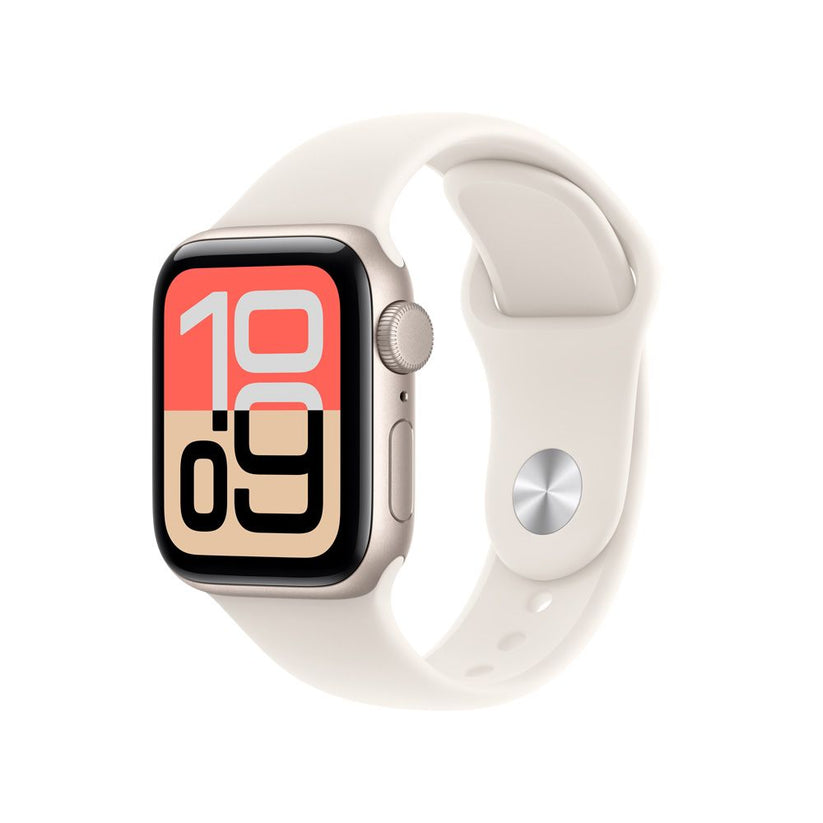 Apple Watch SE 3 GPS • Caja de aluminio blanco estelar de 40 mm • Correa deportiva blanco estelar - M/L