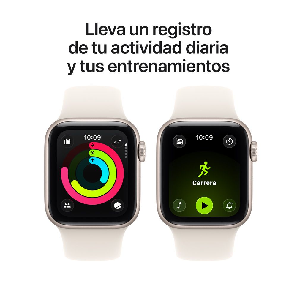 Apple Watch SE 3 GPS • Caja de aluminio blanco estelar de 40 mm • Correa deportiva blanco estelar - M/L