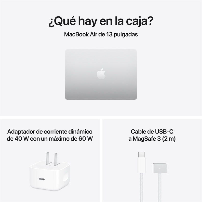 MacBook Air de 13 pulgadas: Chip M5 de Apple con CPU de 10 núcleos y GPU de 8 núcleos, 512 GB SSD - Color plata