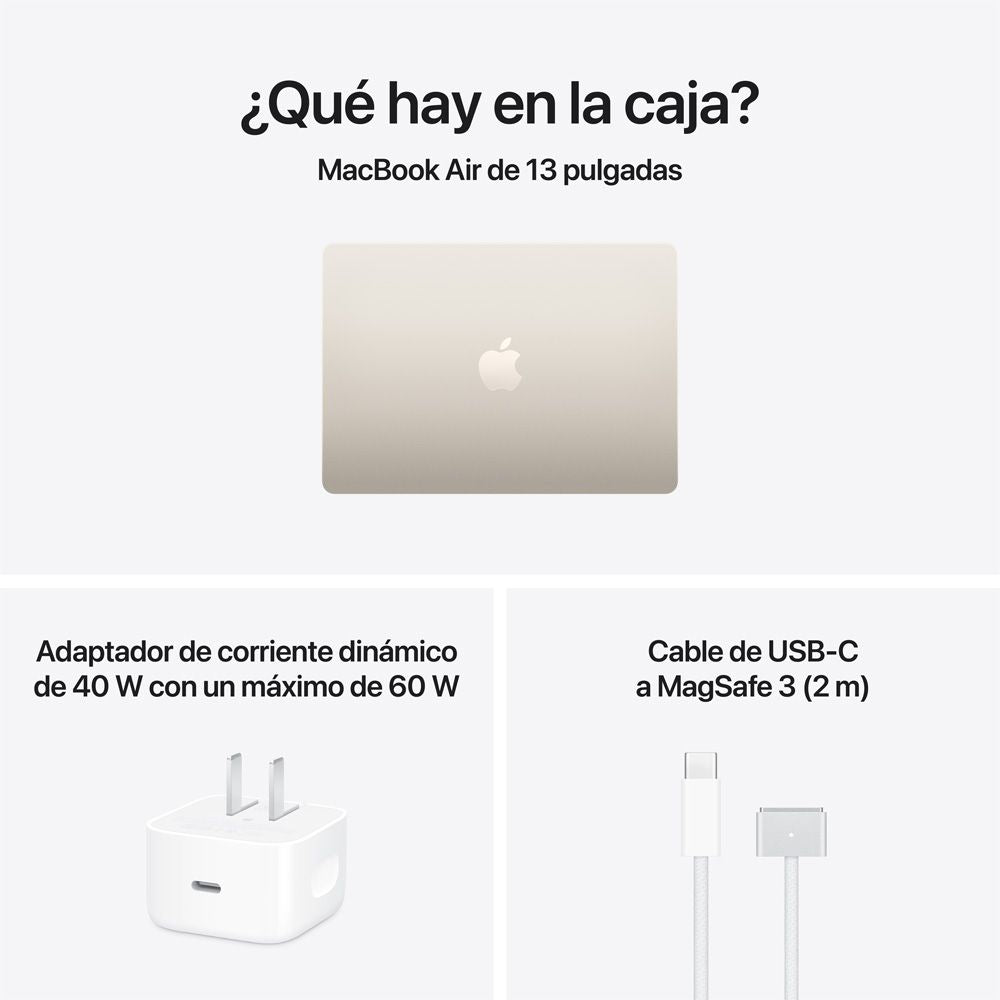MacBook Air de 13 pulgadas: Chip M5 de Apple con CPU de 10 núcleos y GPU de 8 núcleos, 512 GB SSD - Blanco estelar